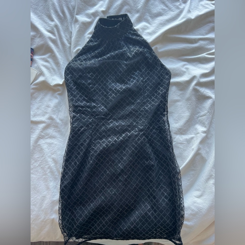 Only worn once boohoo sequin halter mini dress